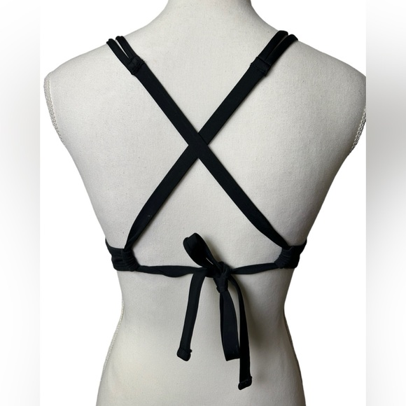 SHADE & SHORE womens black padded push up cross back tie bikini top 36C NWT - Picture 3 of 4